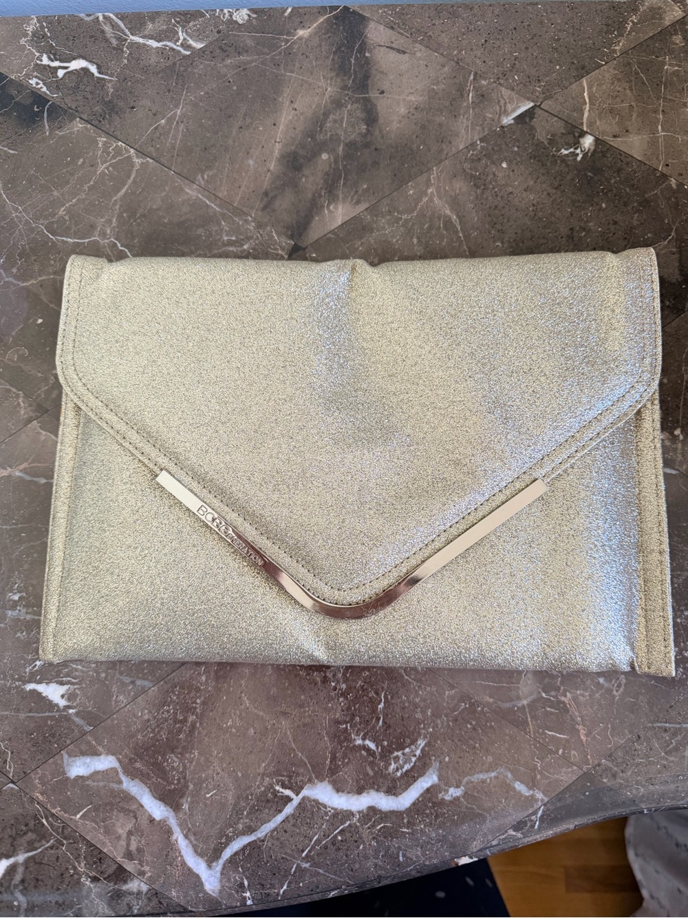 BCBG Sparkle Gold Envelope Clutch
